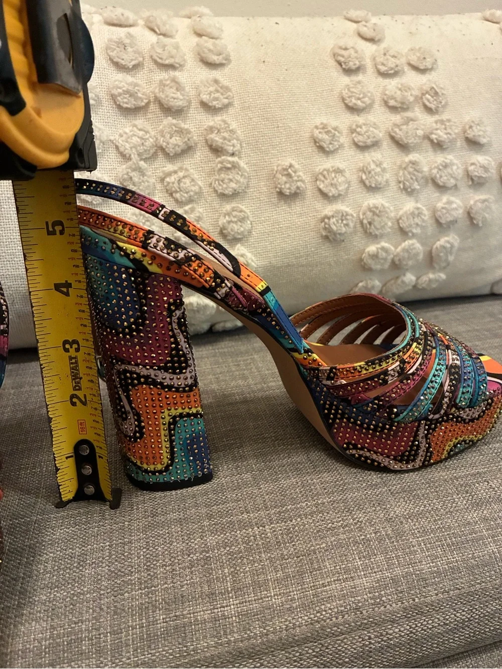 Kurt Geiger Multicolor Studded Platform Ankle-Strap Sandal